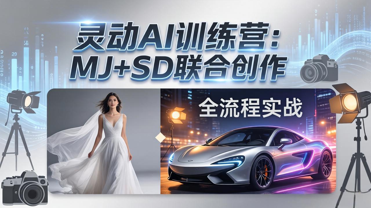 灵动AI训练营-3.0课程：MJ+SD联合创作，从婚纱大片到汽车广告，摄影后期全流程实战-超级会员网