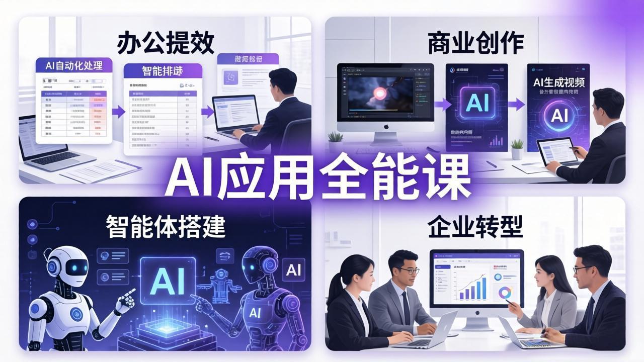 AIGC 应用全能课：办公提效、商业创作、智能体搭建、企业转型，一站式学会AI应用-超级会员网
