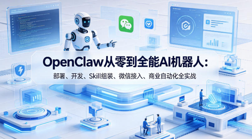OpenClaw从零到全能AI机器人：部署、开发、Skill组装、微信接入、商业自动化全实战-超级会员网