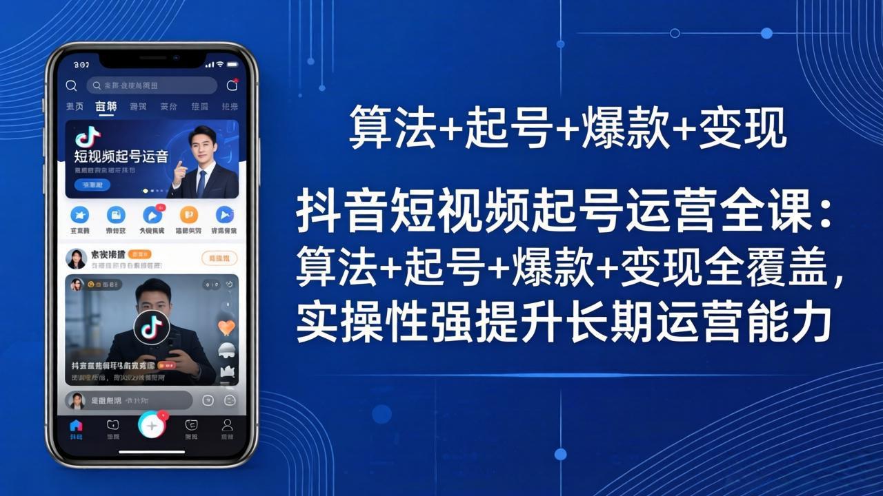 抖音短视频起号运营全课：算法+起号+爆款+变现全覆盖，实操性强提升长期运营能力-超级会员网