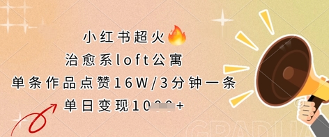 小红书超火的治愈系loft公寓，单条作品点赞16W，3分钟一条，单日变现数张-超级会员网
